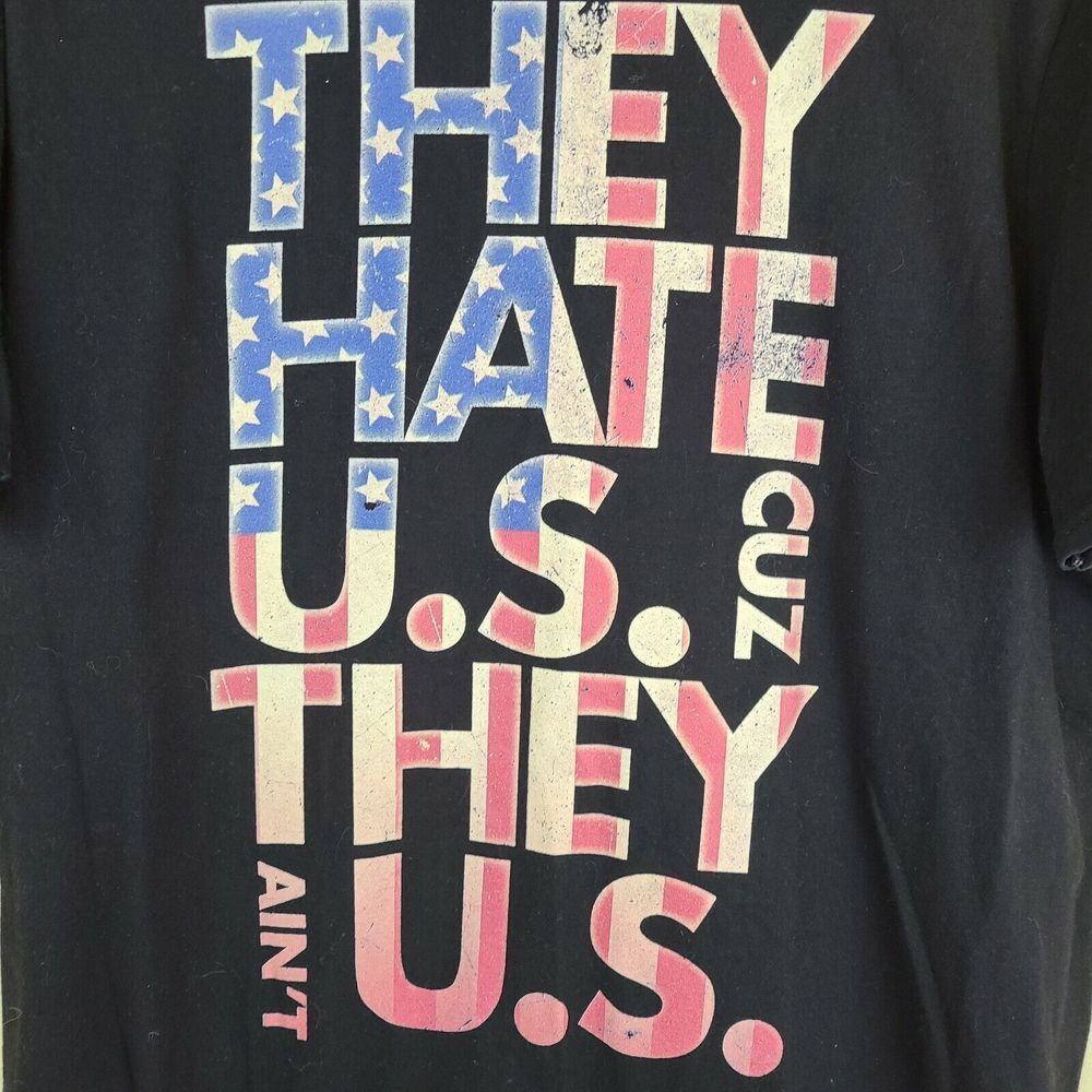 USA T Shirt "They Hate Us 'Cuz They Ain't‎ Us" Tee Shirt Mens XL Graphic USA